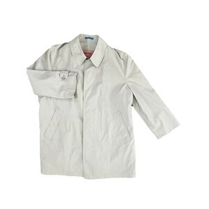 Vintage TOWNCRAFT Trench Coat Mens 44 S Khaki Removable‎ Lining Hidden Buttons